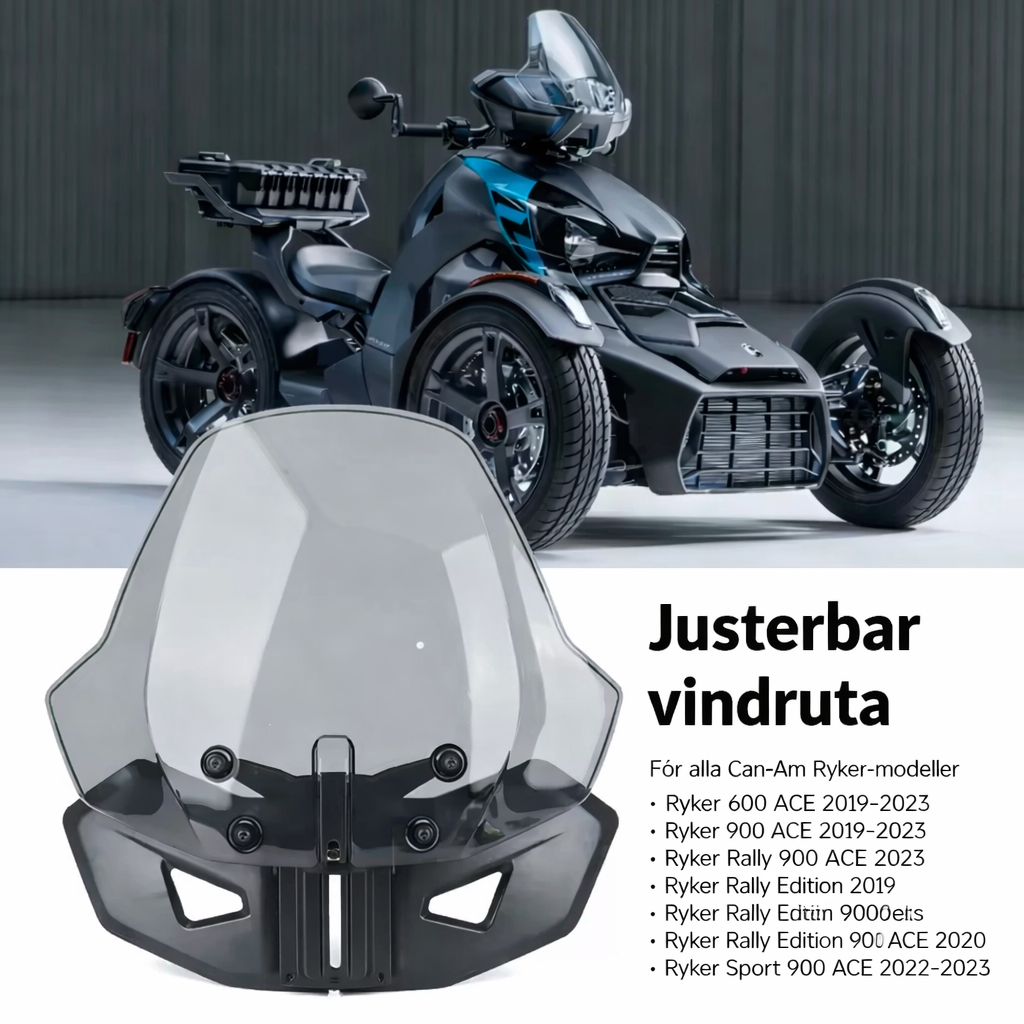 Can am Ryker justerbar vindruta - Röktonad/Klar 1 Can am Ryker justerbar vindruta - Röktonad/Klar
