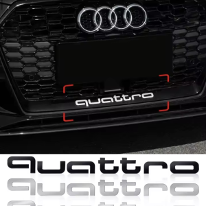 Hem 5 Quattro emblem till Audi - Front/backlucka/sidokjol (Svart/krom/mattsilver)