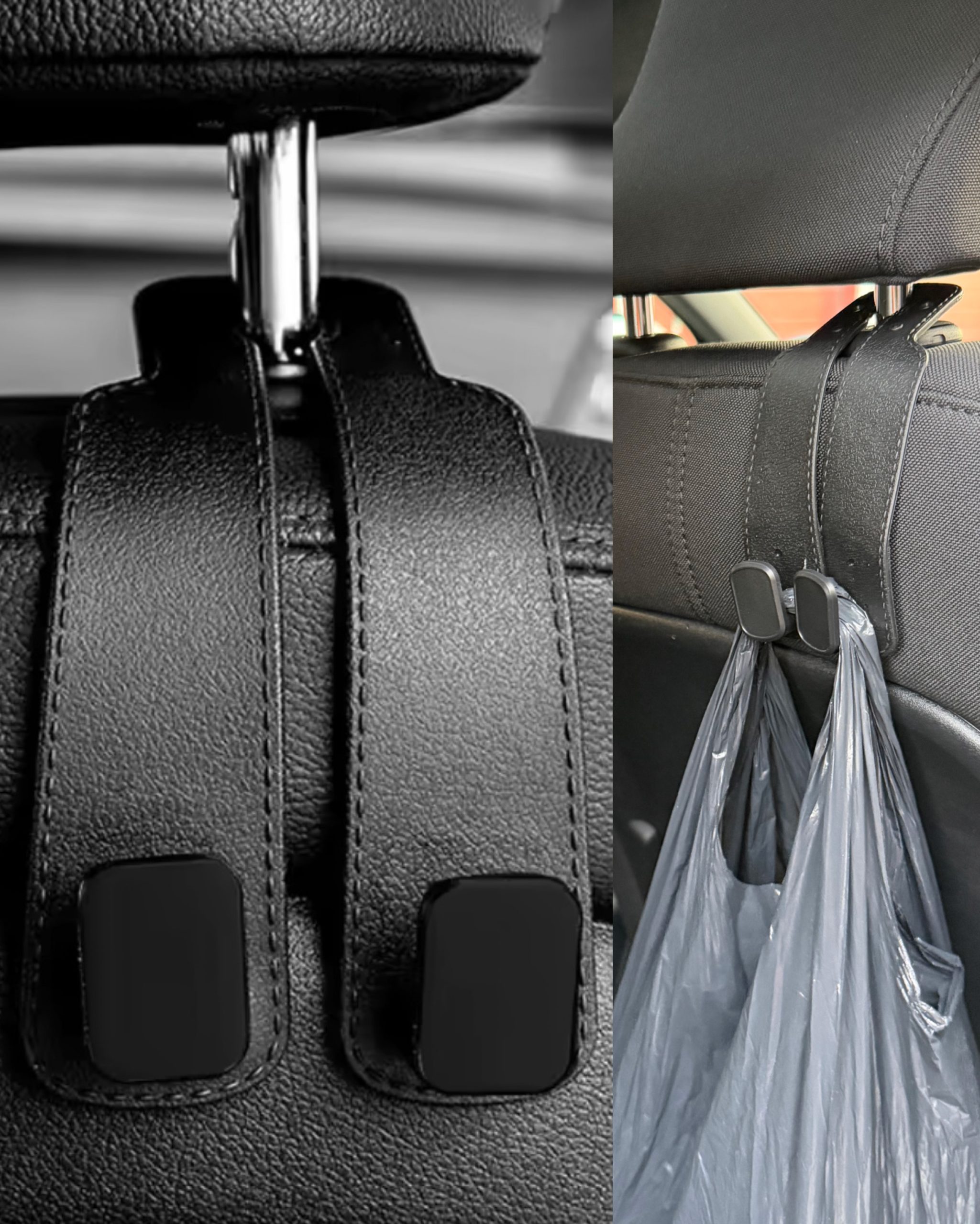 Nackstödshängare för bil – Smart hållare för påsar, väskor & organiserad kupé (1-2 pack) 1 Nackstödshängare för bil – Smart hållare för påsar, väskor & organiserad kupé (1-2 pack)