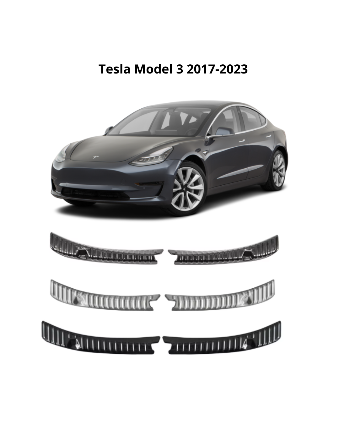 Tesla Model 3/Y 2017-2024 bagageskydd/lastskydd i rostfritt stål - Svart/Kromsilver/"Kolfiber" 5 Tesla Model 3/Y 2017-2024 bagageskydd/lastskydd i rostfritt stål - Svart/Kromsilver/"Kolfiber" - Bild 5