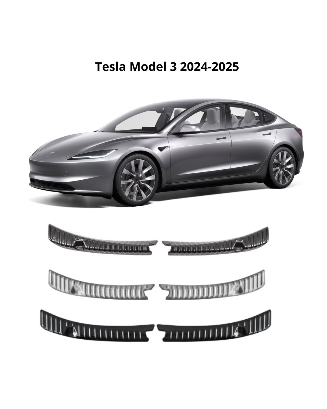 Tesla Model 3/Y 2017-2024 bagageskydd/lastskydd i rostfritt stål - Svart/Kromsilver/"Kolfiber" 4 Tesla Model 3/Y 2017-2024 bagageskydd/lastskydd i rostfritt stål - Svart/Kromsilver/"Kolfiber" - Bild 4
