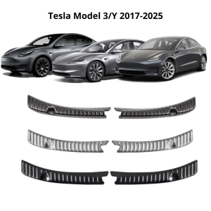 Hem 5 Tesla Model 3/Y 2017-2024 bagageskydd/lastskydd i rostfritt stål - Svart/Kromsilver/"Kolfiber"