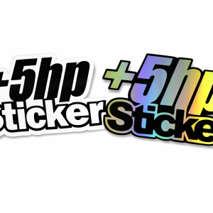 +5HP sticker – rolig bildekal som “ger” extra hästkrafter - 2pack (Svart/Vit & Holografisk)