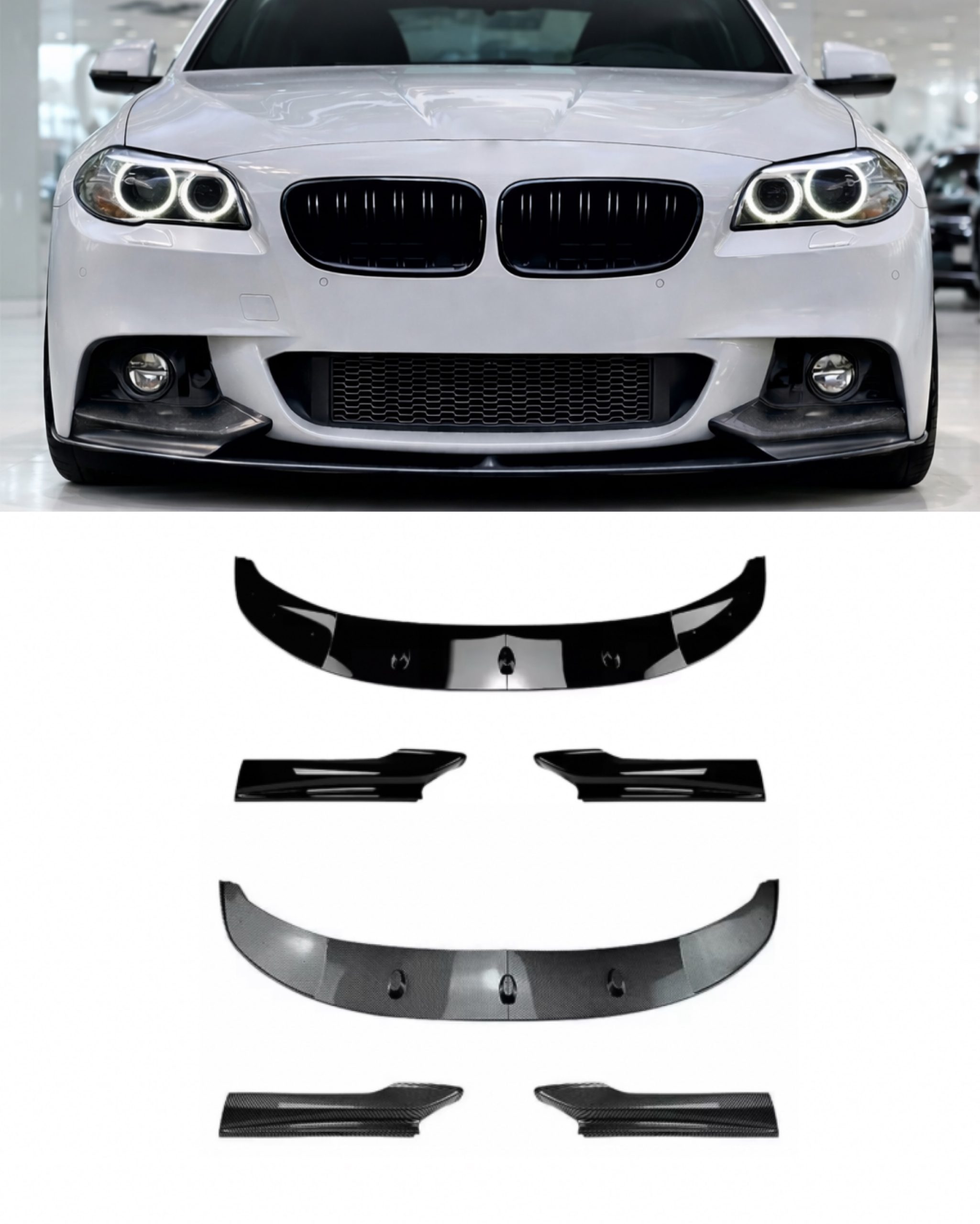 BMW 5-serie F10/F11 2011-2017 Frontläpp/splitter - Blanksvart/”Kolfiber” 1 BMW 5-serie F10/F11 2011-2017 Frontläpp/splitter - Blanksvart/”Kolfiber”