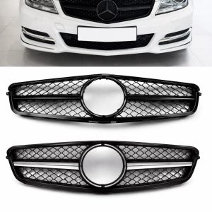 Hem 7 Mercedes C-klass W204 (07-14) ”C63 style” grill – Blanksvart/Krom