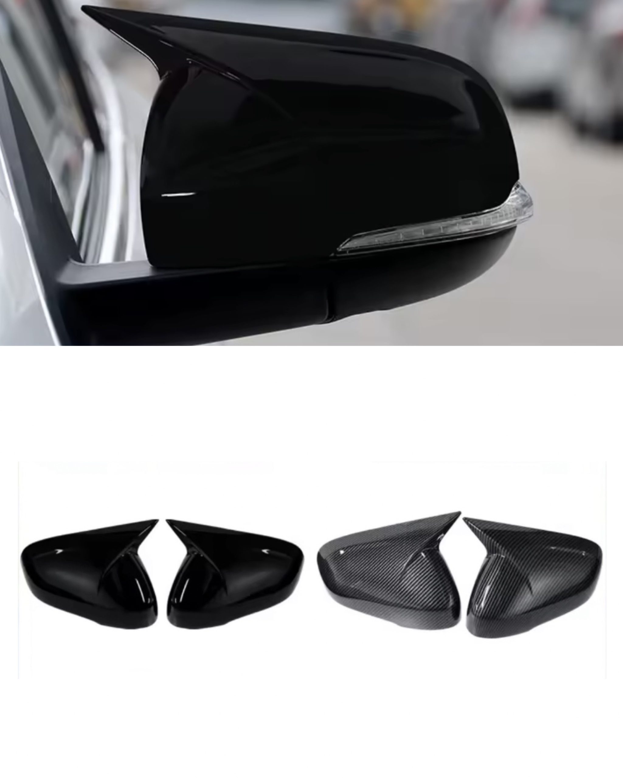 Sportiga Spegelkåpor passande V40 2012-2019 - Blanksvart/”Kolfiber” 1 Sportiga Spegelkåpor passande V40 2012-2019 - Blanksvart/”Kolfiber”