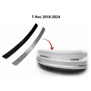Bakre Stötfångarskydd/Lastskydd i Rostfritt Stål (Svart/Silverkrom) – Passande Volkswagen T-Roc 2018-2024