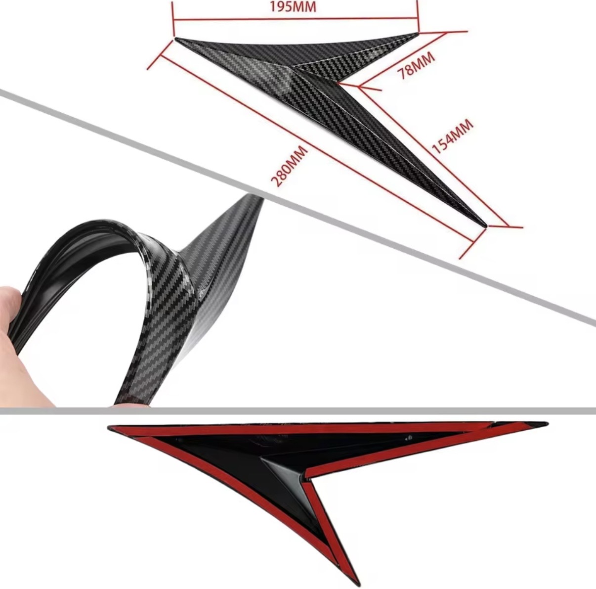 Universal 2-pack sportig skärm styling - Blanksvart/”Kolfiber” 3 Universal 2-pack sportig skärm styling - Blanksvart/”Kolfiber” - Bild 3