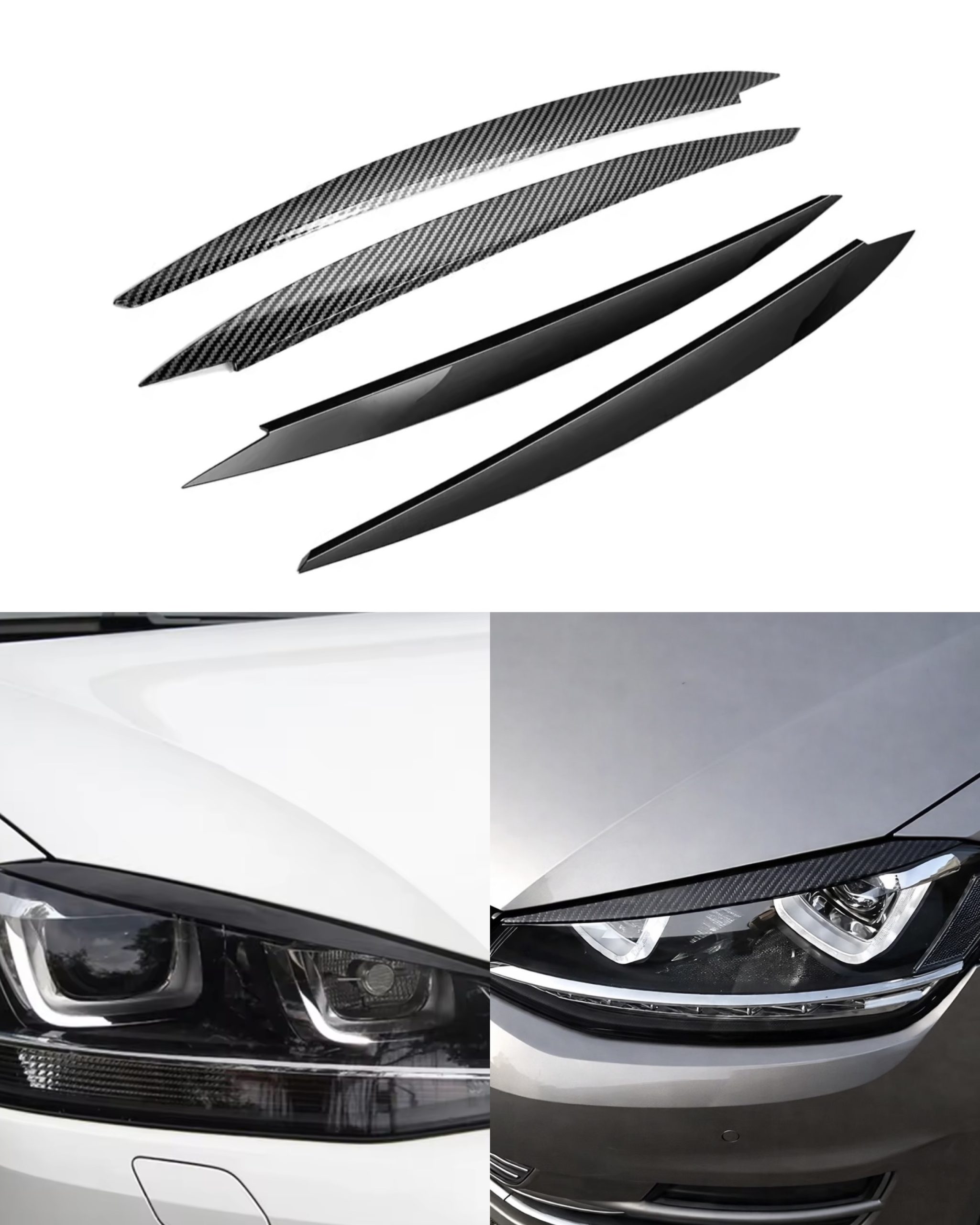 Ögonlock till Volkswagen Golf MK7 2013-2017 - Blanksvart/”Kolfiber” 1 Ögonlock till Volkswagen Golf MK7 2013-2017 - Blanksvart/”Kolfiber”