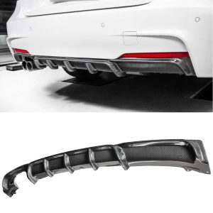 BMW F30/F31 2012-2018 ”kolfiber” diffusor med 2 utblås vänster sida
