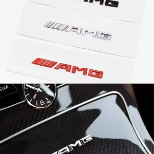 Små AMG emblem till interiör/exteriör - Svart/Silver/Röd