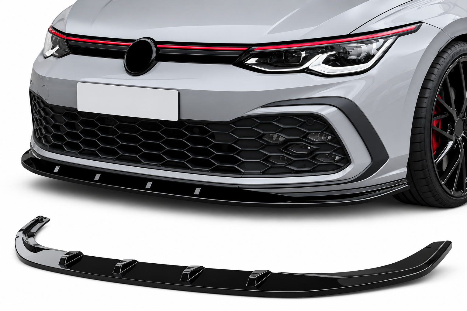 Volkswagen Golf MK8 2020-2024 frontläpp splitter (Blanksvart) 1 Volkswagen Golf MK8 2020-2024 frontläpp splitter (Blanksvart)