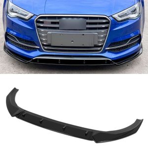 Hem 7 Audi A3 S-line 2013-2016 frontläpp splitter - (Blanksvart)