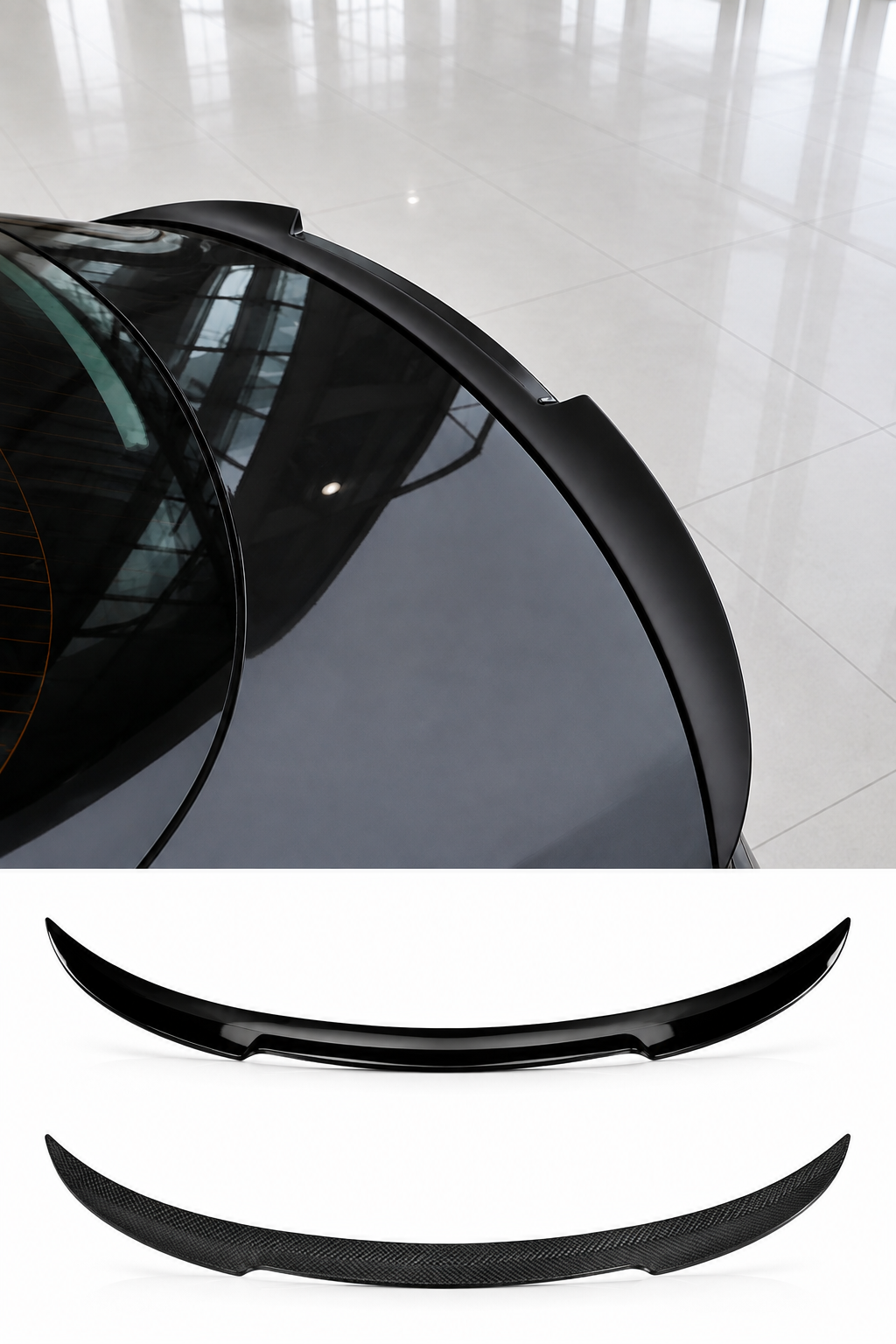 Tesla Model 3/Y spoiler vinge - Blanksvart/Matt/Blank ”kolfiber” 1 Tesla Model 3/Y spoiler vinge - Blanksvart/Matt/Blank ”kolfiber”