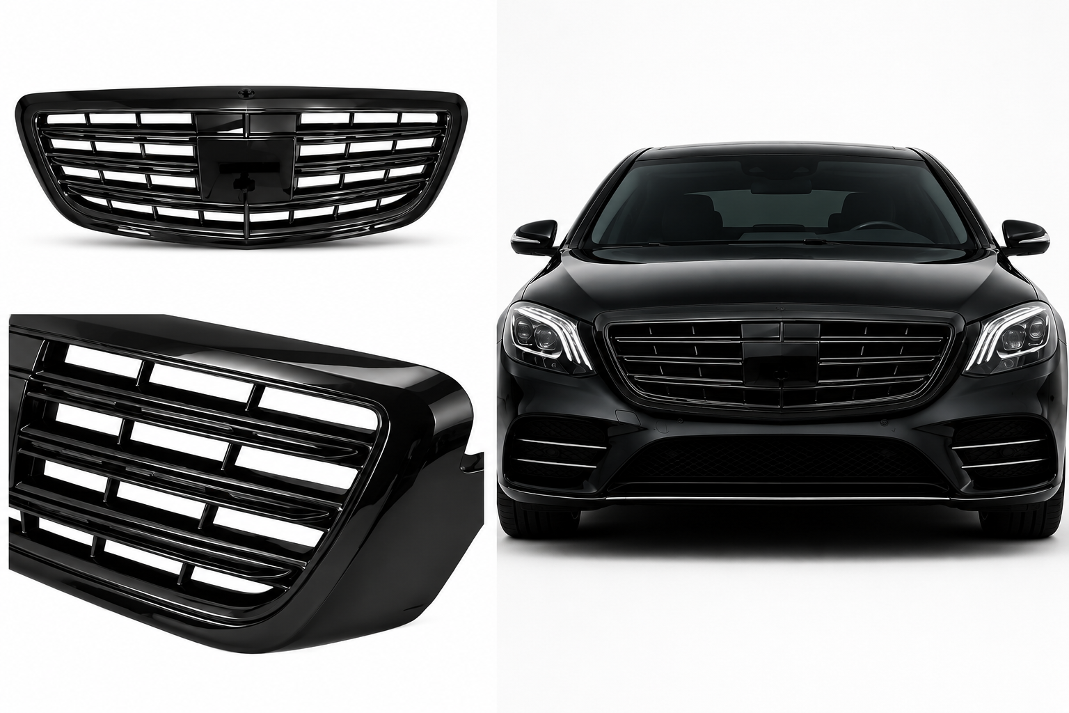 Mercedes S-klass W222 2014-2020 lyxig maybach style helsvart grill 1 Mercedes S-klass W222 2014-2020 lyxig maybach style helsvart grill
