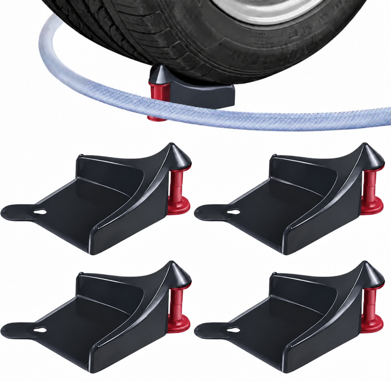 Slang & Kabelskydd för Bilhjul – Rullande Hållare för Biltvätt/Garage (4-pack) 1 Slang & Kabelskydd för Bilhjul – Rullande Hållare för Biltvätt/Garage (4-pack)