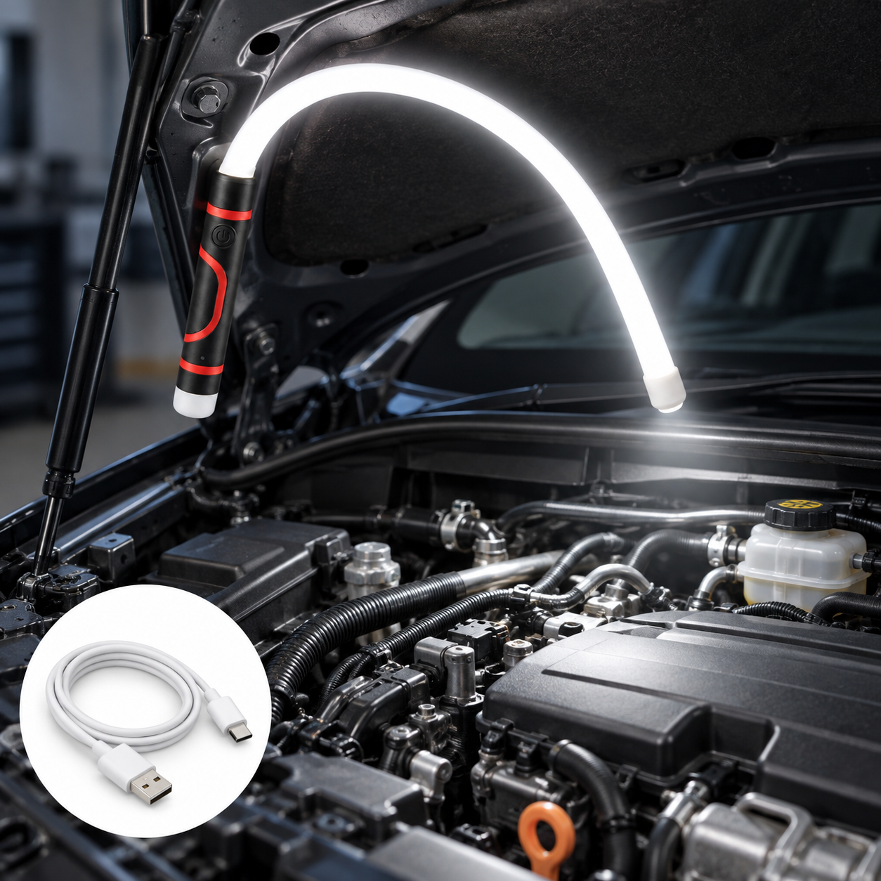 Flexibel (böjbar) LED-Arbetslampa – Uppladdningsbar Inspektionslampa för Bil & Verkstad 1 Flexibel (böjbar) LED-Arbetslampa – Uppladdningsbar Inspektionslampa för Bil & Verkstad