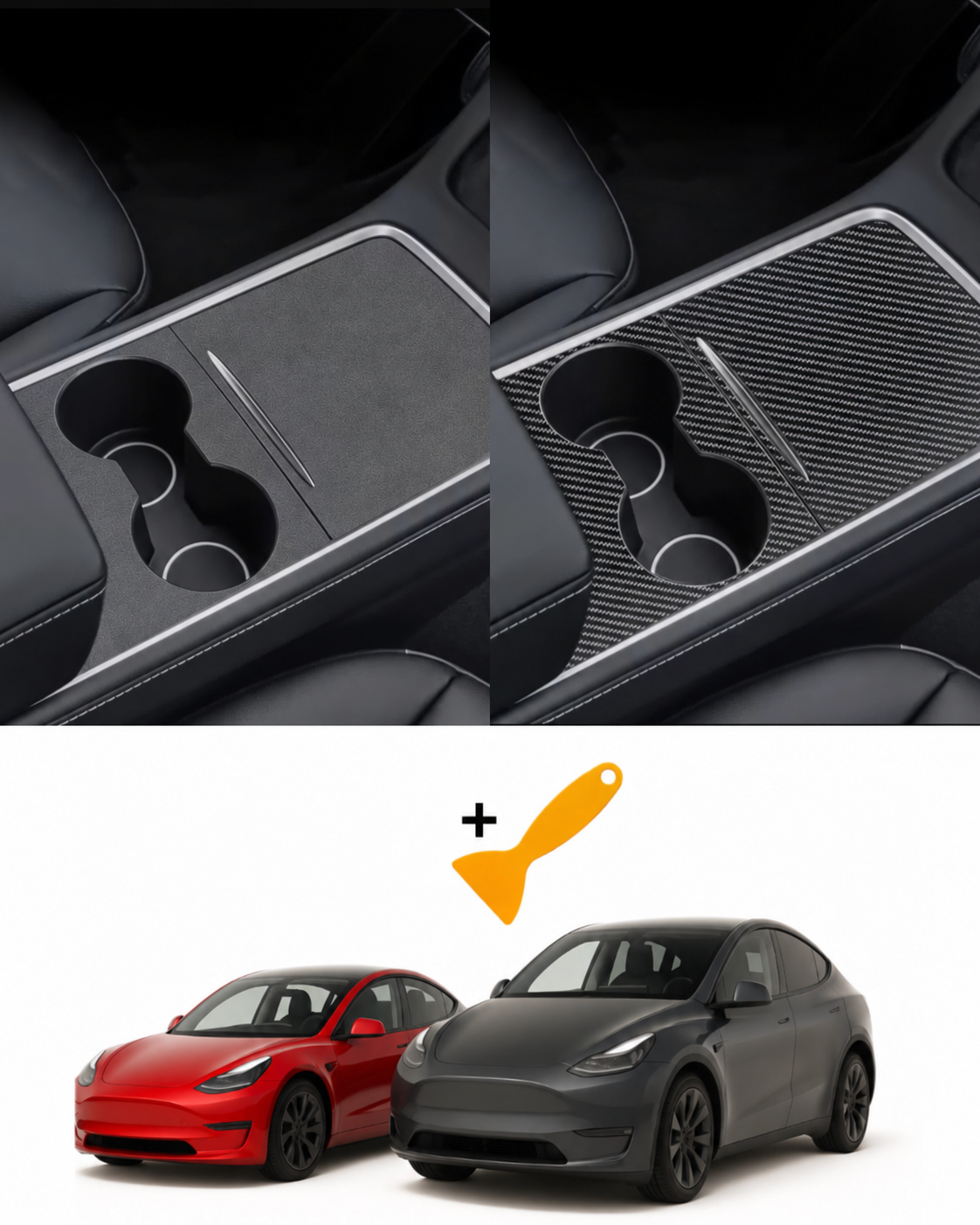 Färdigskuren vinyl passande Tesla model 3/Y – Mittkonsol skydd i "Alcantara" & "Kolfiber" (Enkel montering) 12 Färdigskuren vinyl passande Tesla model 3/Y – Mittkonsol skydd i "Alcantara" & "Kolfiber" (Enkel montering) - Bild 12