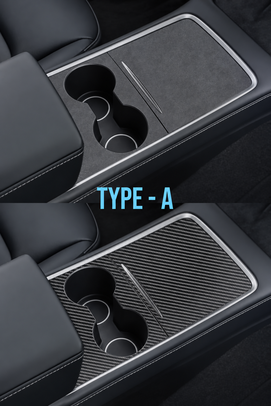 Färdigskuren vinyl passande Tesla model 3/Y – Mittkonsol skydd i "Alcantara" & "Kolfiber" (Enkel montering) 6 Färdigskuren vinyl passande Tesla model 3/Y – Mittkonsol skydd i "Alcantara" & "Kolfiber" (Enkel montering) - Bild 6