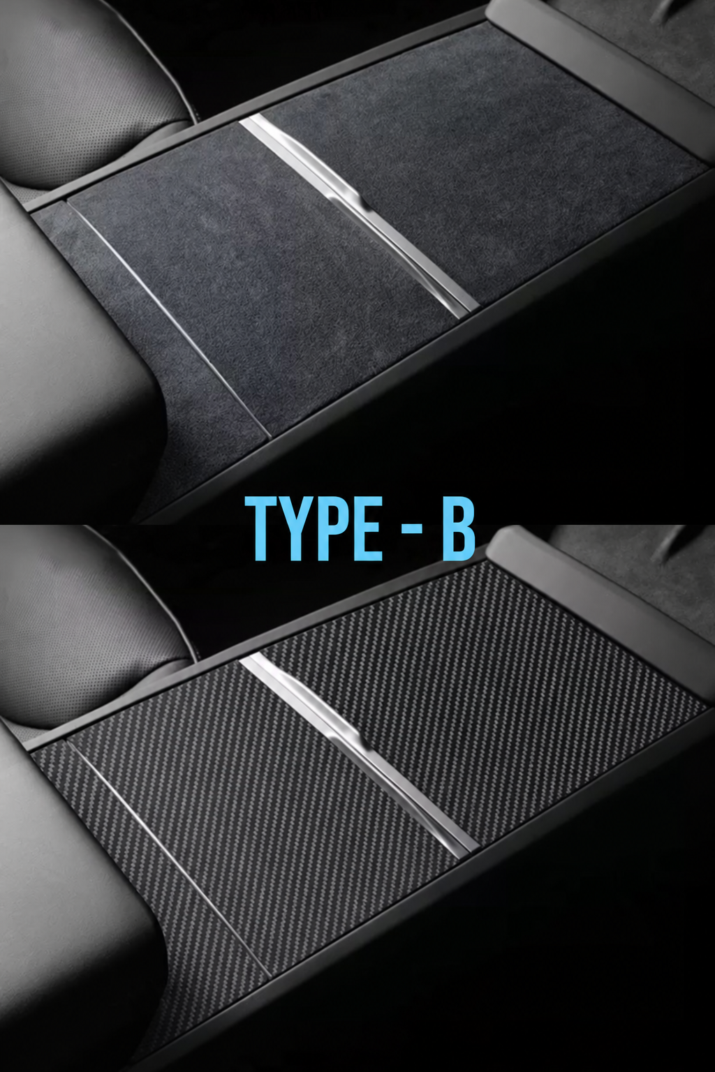 Färdigskuren vinyl passande Tesla model 3/Y – Mittkonsol skydd i "Alcantara" & "Kolfiber" (Enkel montering) 5 Färdigskuren vinyl passande Tesla model 3/Y – Mittkonsol skydd i "Alcantara" & "Kolfiber" (Enkel montering) - Bild 5